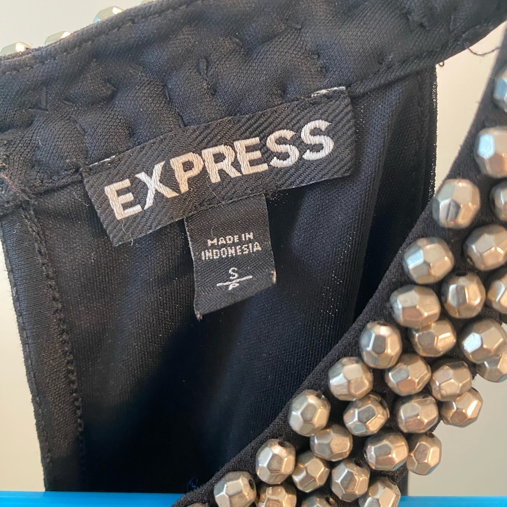 Express Black Top with Metallic Beads